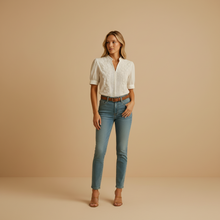 Load image into Gallery viewer, Women’s Classic White Button Blouse with Tailored Fit
